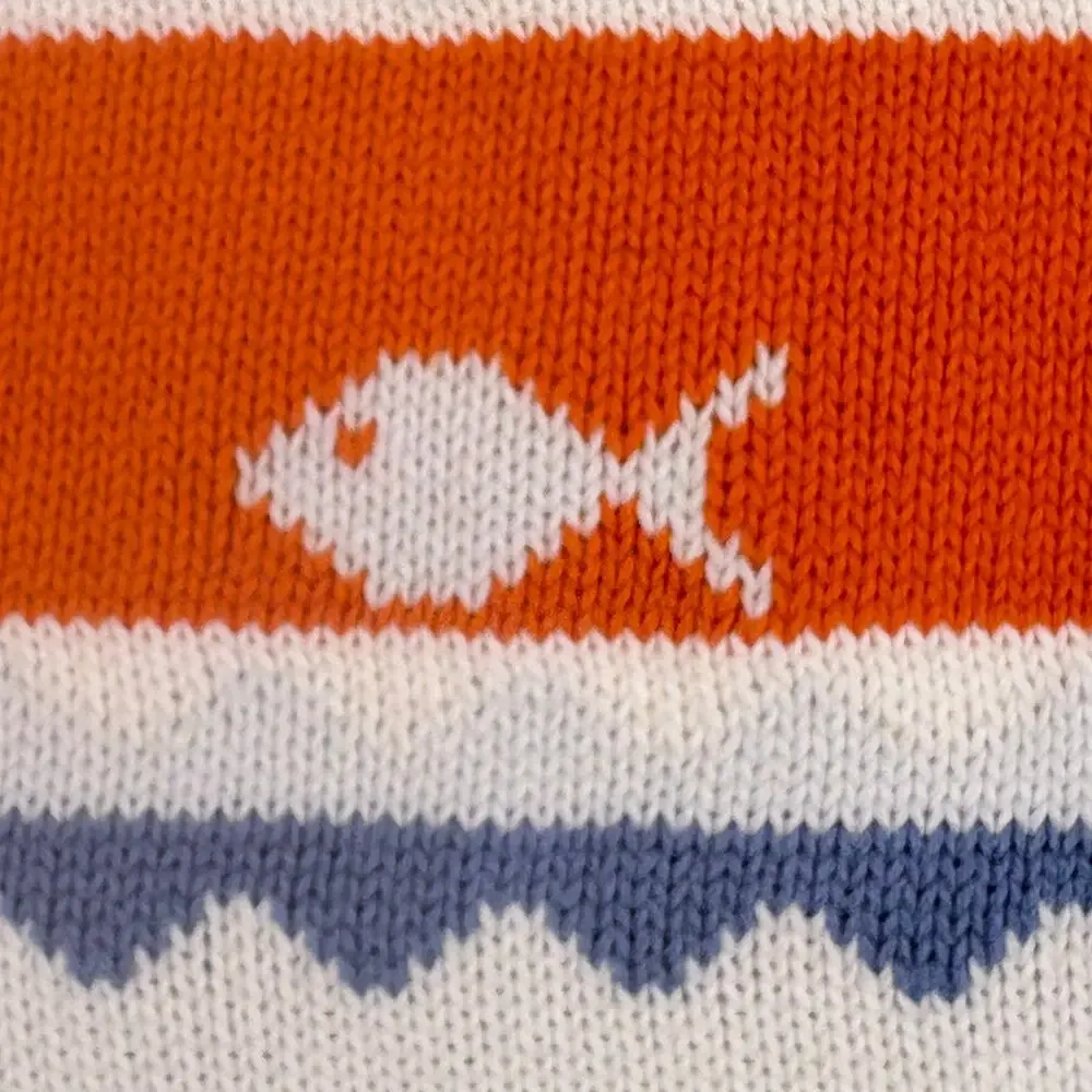 Cover Me Vintage Cotton Baby Blanket Blue Striped Fish Layette Bunting USA